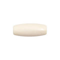 Single white acrylic hairbone pipe bead, a slim tapered oval