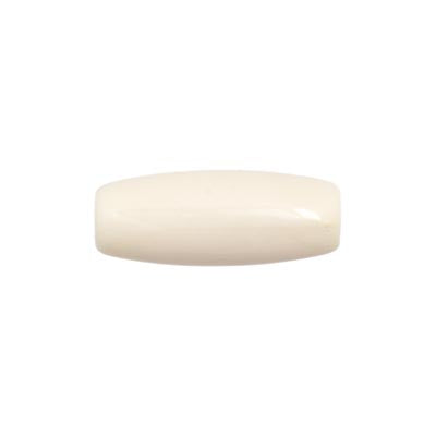 Single white acrylic hairbone pipe bead, a slim tapered oval