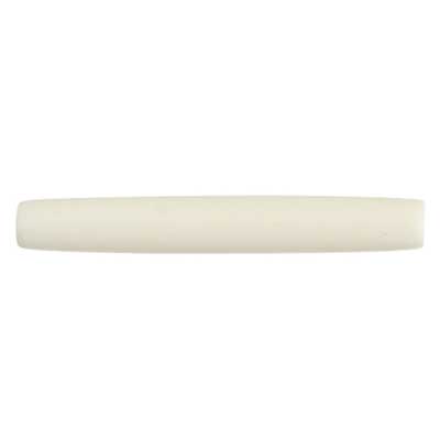 Single ivory 1.5 inch bone hairbone pipe bead lying flat on a white background