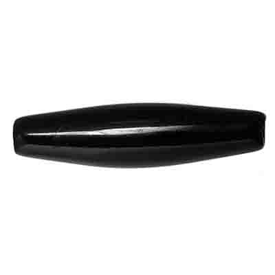 Black 1.5 inch acrylic hairbone pipe bead, a long tapered oval