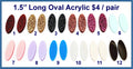 Twelve pairs of 1.5 inch contour-cut acrylic long oval cabochons (cabs) in glitter and solid colours