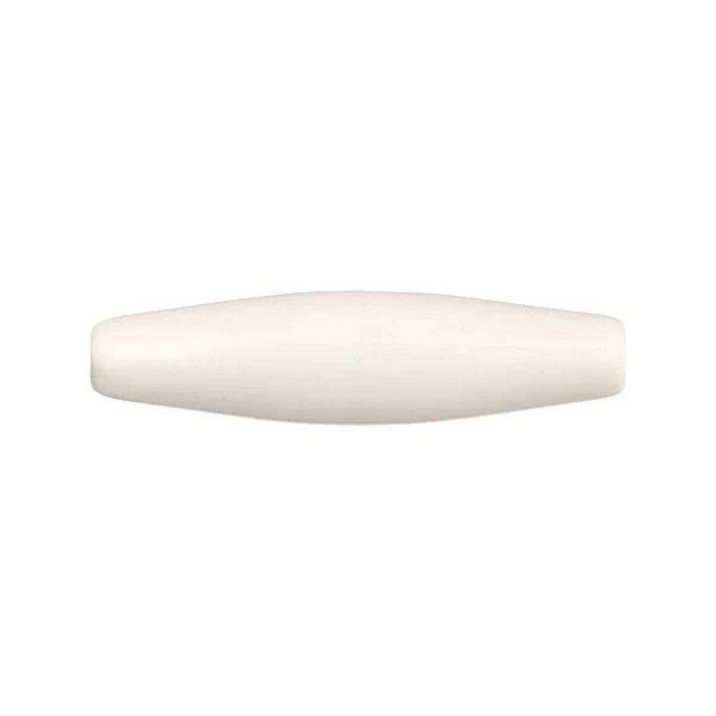 Single white 1.5 inch acrylic hairbone pipe bead on a white background