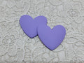 Pair of 37mm matte resin heart cabochons (cabs) in #10, shown as a light lavender purple