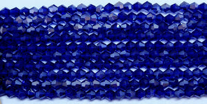 4mm Glass Bicone, Transparent Cobalt Blue AB