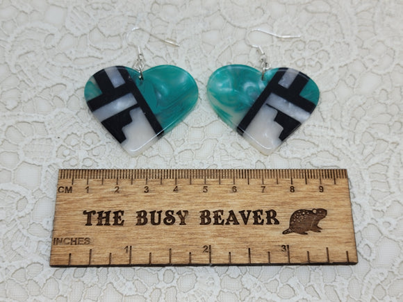 Resin Slab Inlay Earrings, color Combo #11