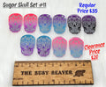 Sugar skull set #11: five pairs of ombre acrylic sugar skull cabochons (cabs) in pink, purple, black and blue