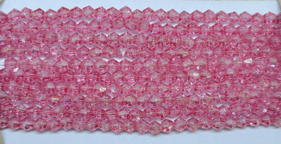 4mm Glass Bicone, Transparent Pink AB