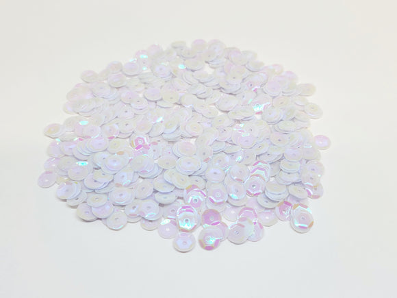 6mm Round Sequins, White AB