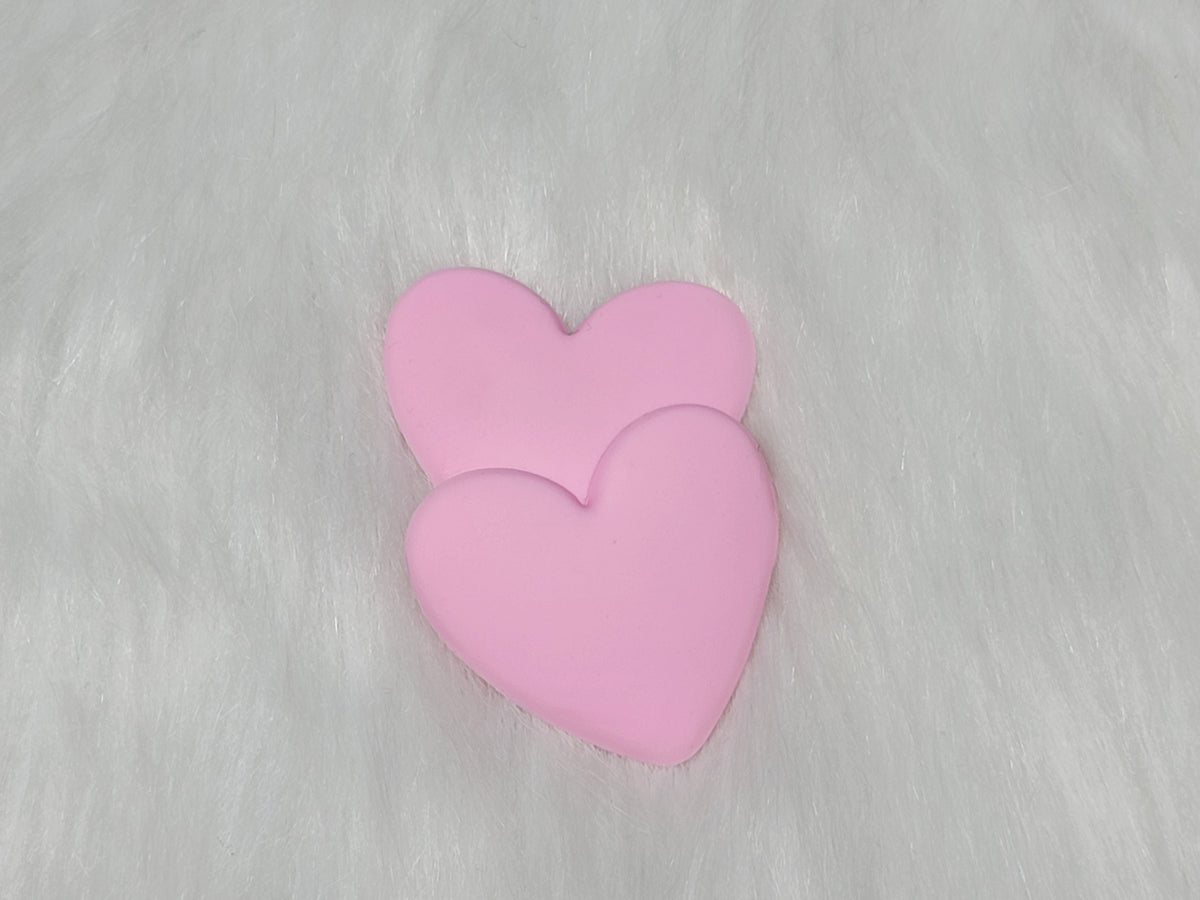 Pair of 37mm matte flexible PVC heart cabochons in #12 Light Pink