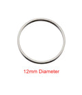 Single silver stainless steel open round bezel frame with a 12mm size label