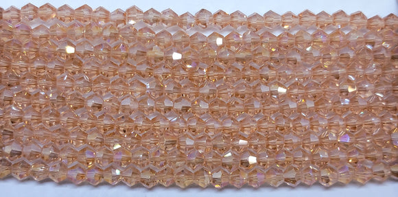 4mm Glass Bicone, Transparent Peach AB