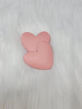 Pair of 37mm matte resin heart cabochons (cabs) in #13 Pink, a soft salmon pink