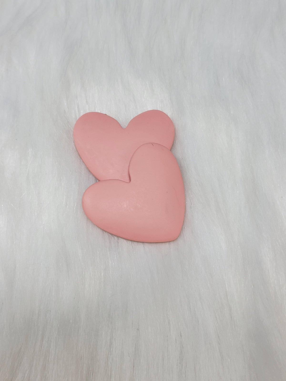 Pair of 37mm matte resin heart cabochons (cabs) in #13 Pink, a soft salmon pink