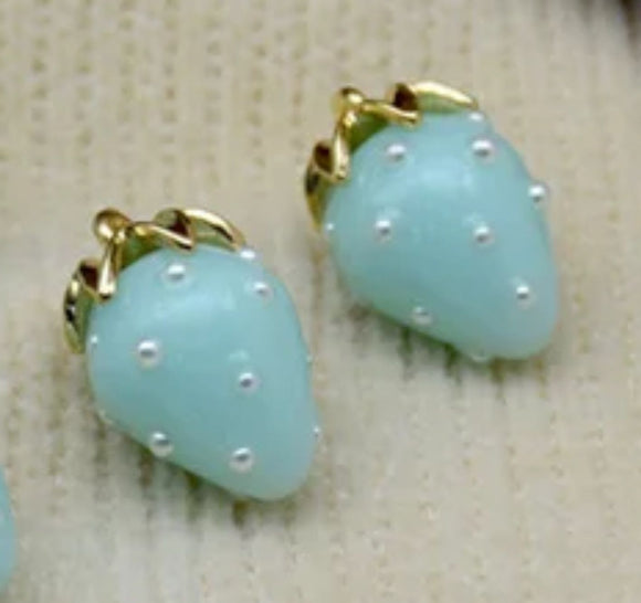 13mm x 19mm Acrylic Charm, Strawberry, Turquoise