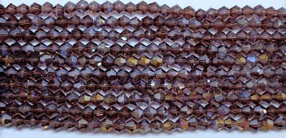 4mm Glass Bicone, Transparent Mauve AB