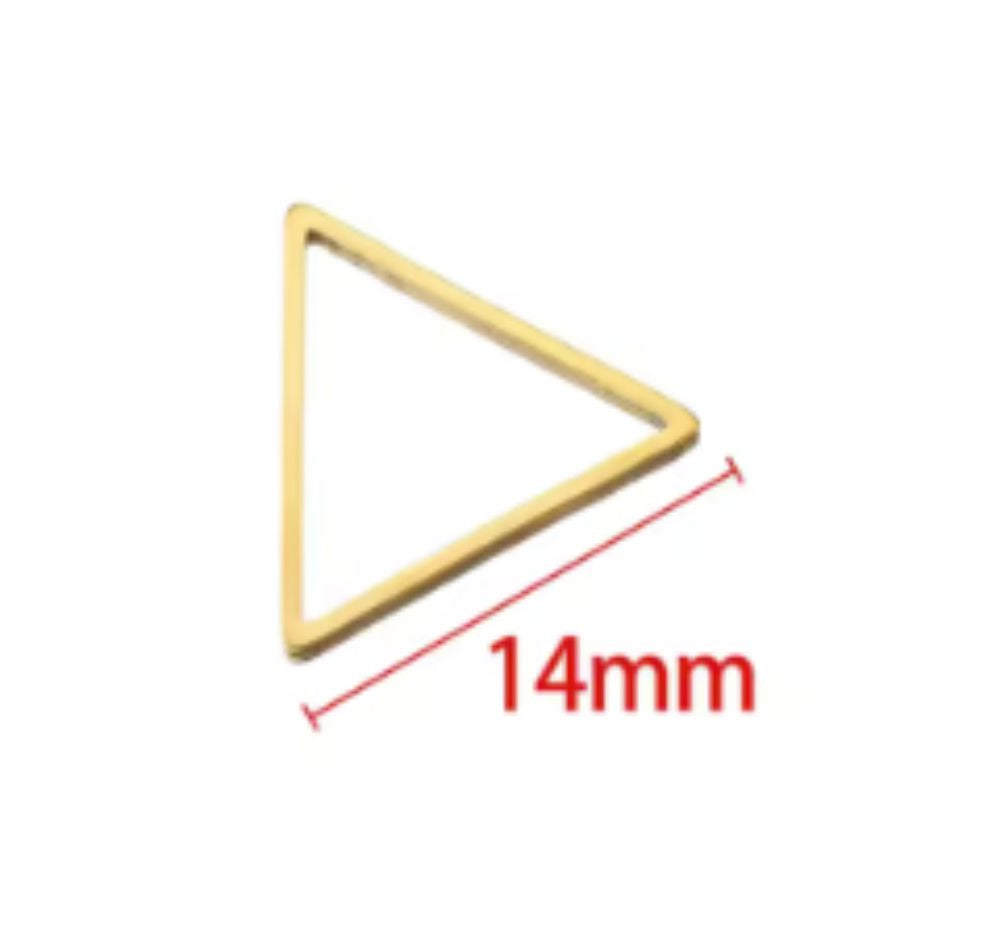 Single gold stainless steel open triangle bezel frame with a 14mm size label