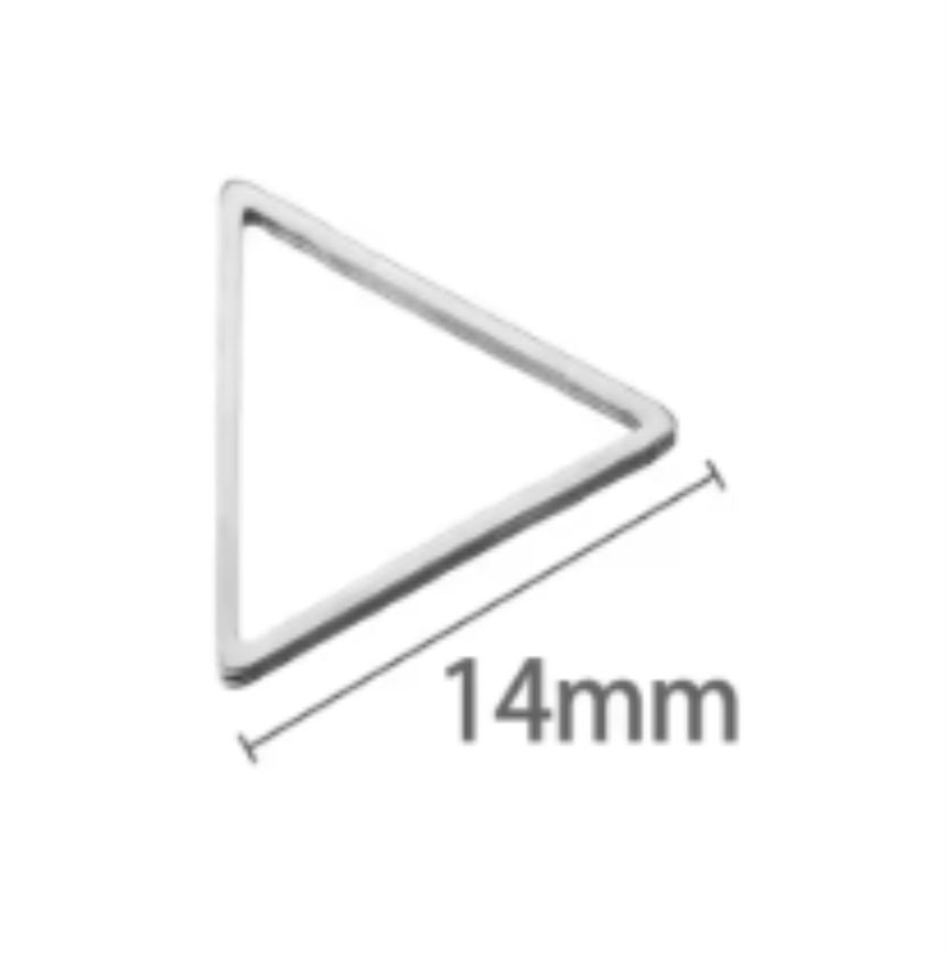 Single silver stainless steel open triangle bezel frame with a 14mm size label