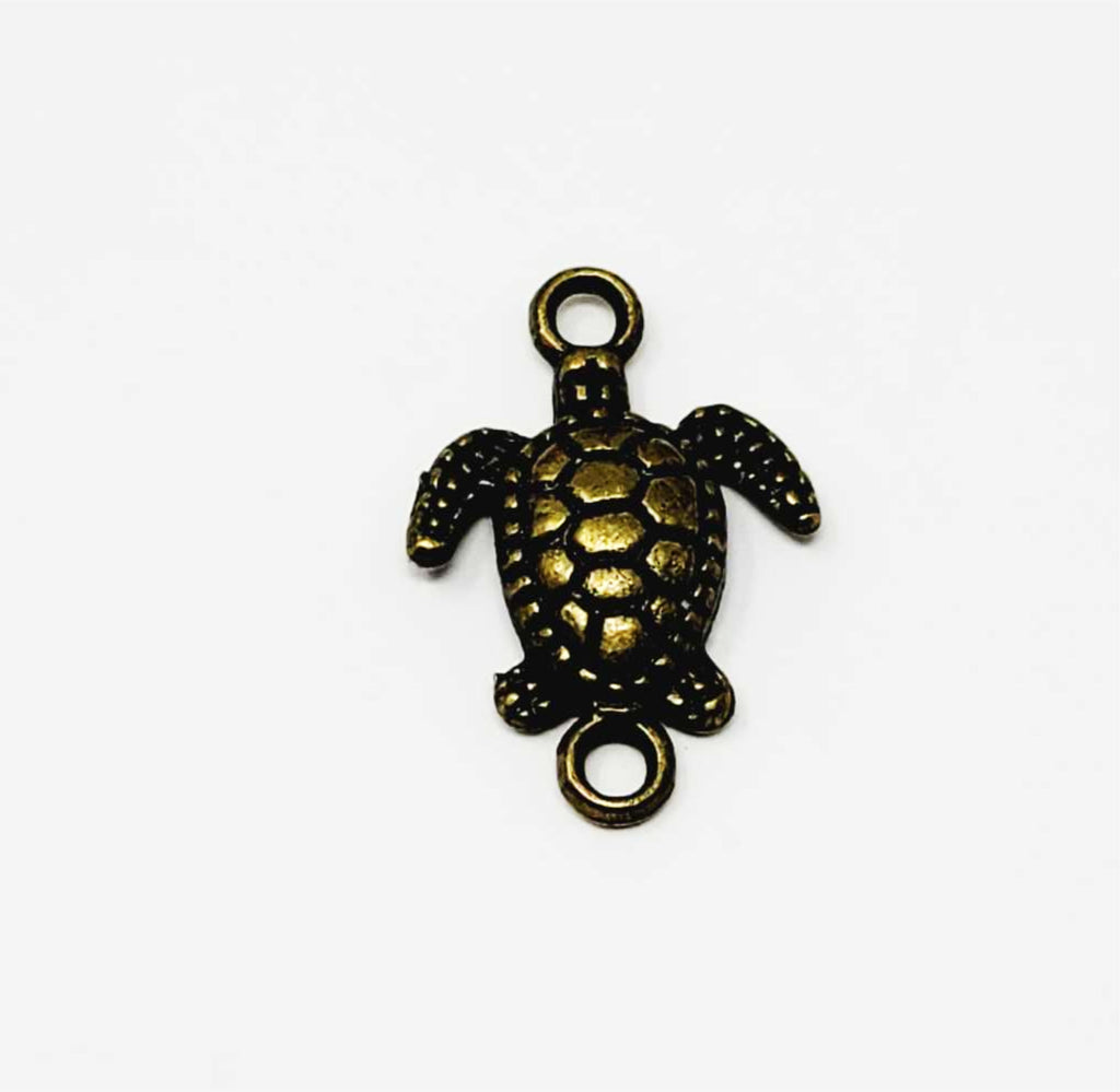 Bronze-tone 14 x 21mm turtle connector with a loop at the head and tail