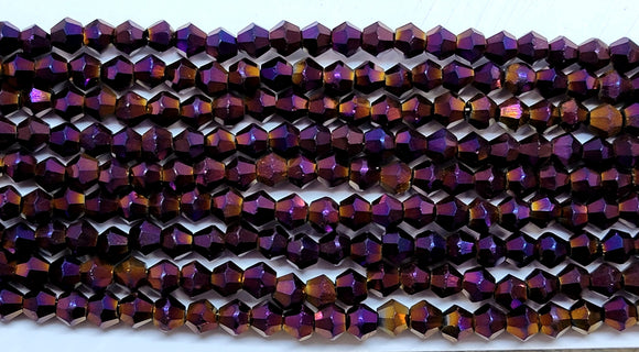 4mm Glass Bicone, Purple Iris