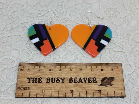 Resin Slab Inlay Earrings, color Combo #15