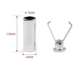 Silver 6 x 15mm cord end stopper tube with its two-prong insert and size marks