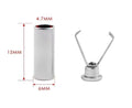 Matte silver 6 x 15mm cord end stopper tube with its two-prong insert and size marks