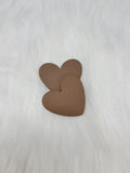 Pair of 37mm matte resin heart cabochons (cabs) in #16 Dark Brown