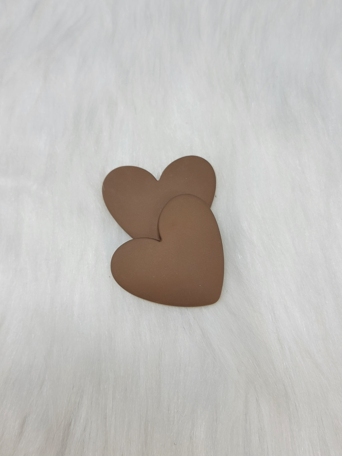 Pair of 37mm matte resin heart cabochons (cabs) in #16 Dark Brown