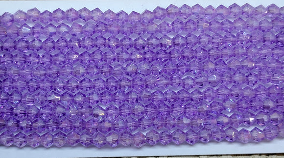 4mm Glass Bicone, Transparent Violet AB