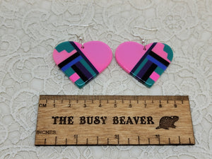 Resin Slab Inlay Earrings, color Combo #17