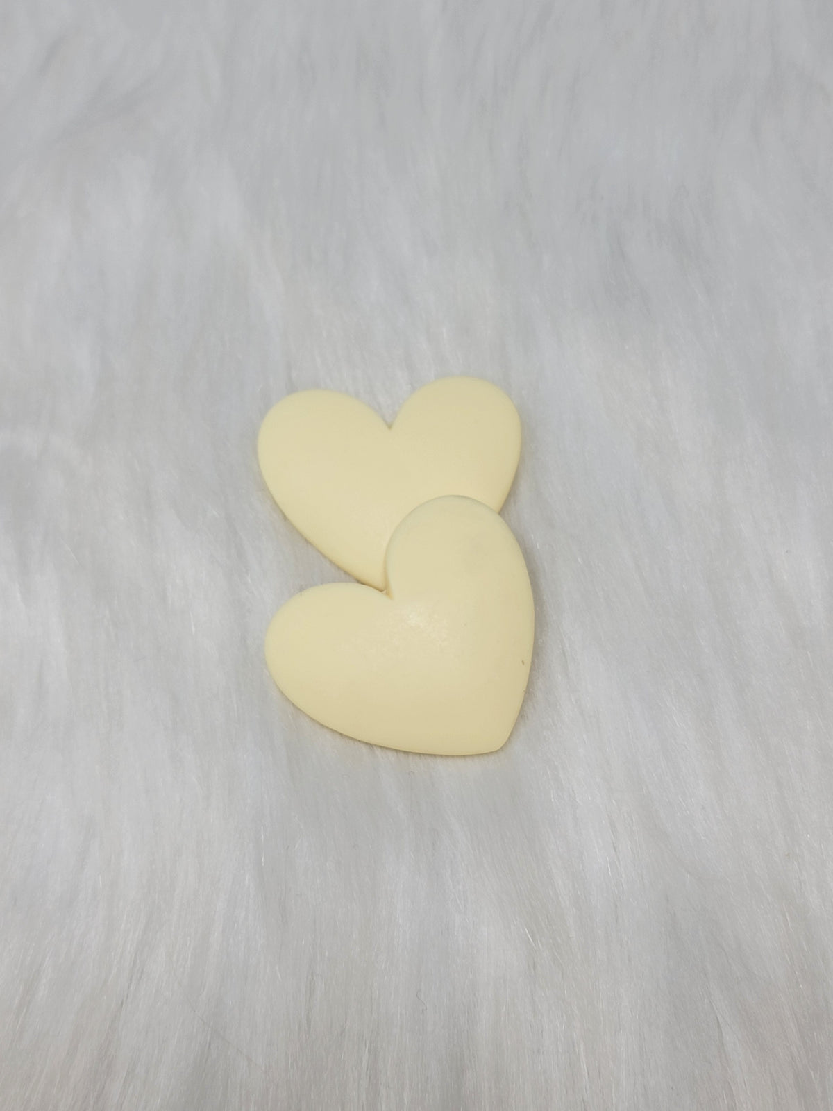 Pair of 37mm matte resin heart cabochons (cabs) in #25 Buttercream