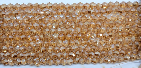 4mm Glass Bicone, Transparent Cream AB