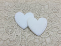 Pair of 37mm matte resin heart cabochons (cabs) in #18 White