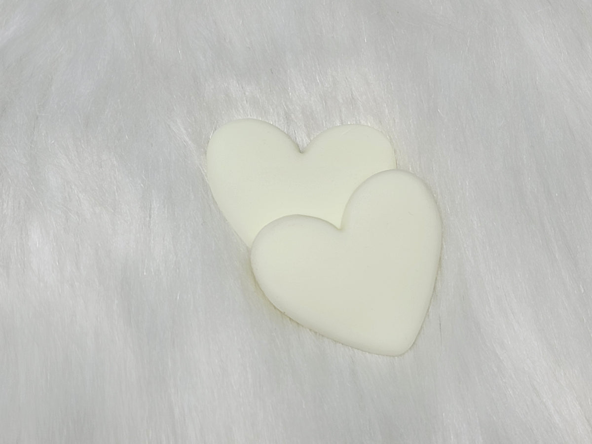 Pair of 37mm matte flexible PVC heart cabochons in #18 Cream