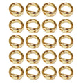 Grid of 20 18K gold double-hole connector rings, arranged in rows on a white background