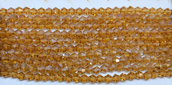 4mm Glass Bicone, Transparent Light Topaz AB