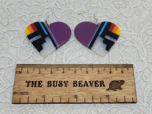 Resin Slab Inlay Earrings, color Combo #19