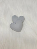 Pair of 37mm matte resin heart cabochons (cabs) in #19 Grey on white faux fur