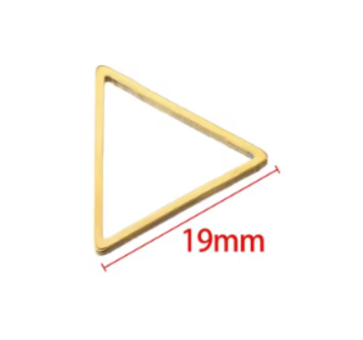 Single gold stainless steel open triangle bezel frame with a 19mm size label