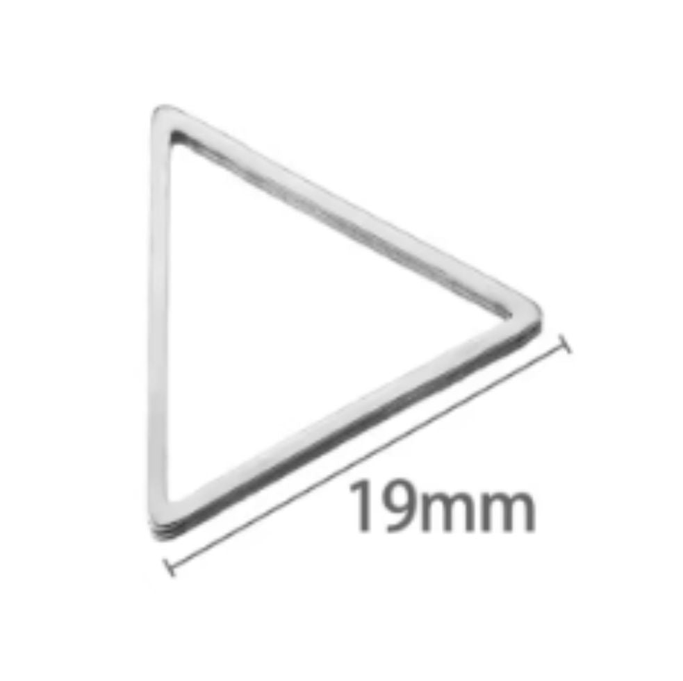 Single silver stainless steel open triangle bezel frame with a 19mm size label