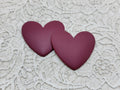 Pair of 37mm matte resin heart cabochons (cabs) in #1 Burgundy