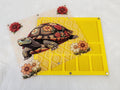 Large 7 x 8 inch magnetic-lid bead board with a patterned turtle and flowers on a clear lid over a yellow tray