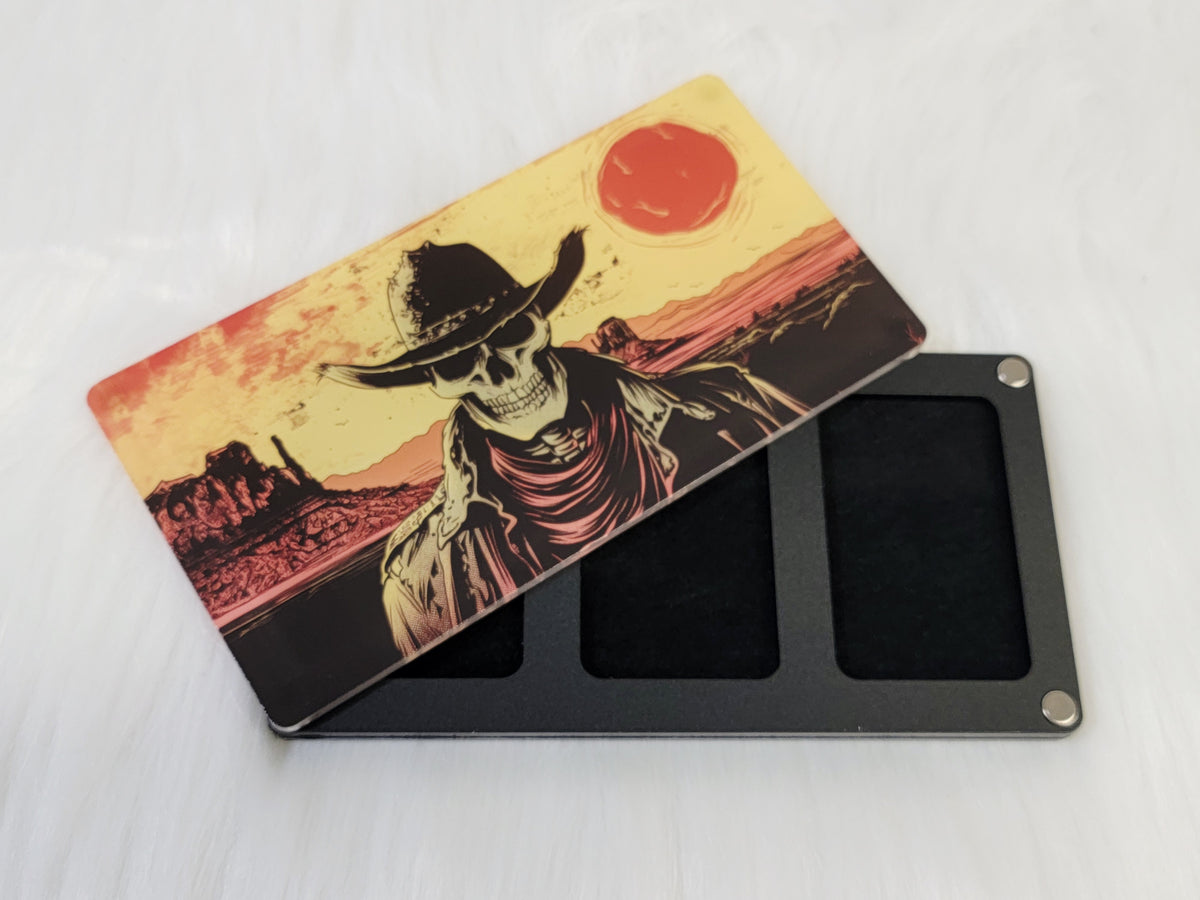 Same Old West bead board in the Small 3 x 5.5 inch size with three black velvet-flocked wells