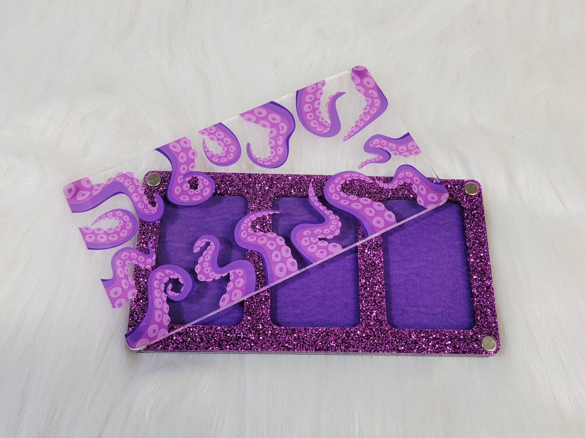 Same octopus tentacles bead board in the Small 3 x 5.5 inch size with three purple velvet-flocked wells