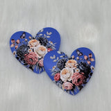 Busy Beaver Exclusives - Premium 3D 37mm Resin Heart Cabochons - Blue & Pink Roses