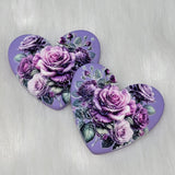 Busy Beaver Exclusives - Premium 3D 37mm Resin Heart Cabochons - Purple Roses