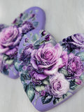 Busy Beaver Exclusives - Premium 3D 37mm Resin Heart Cabochons - Purple Roses