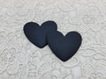 Pair of 37mm matte resin heart cabochons (cabs) in #20 Black