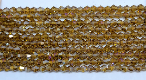 4mm Glass Bicone, Transparent Topaz AB