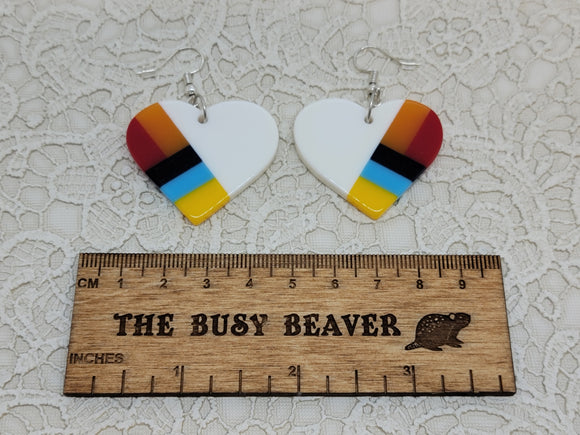 Resin Slab Inlay Earrings, color Combo #20